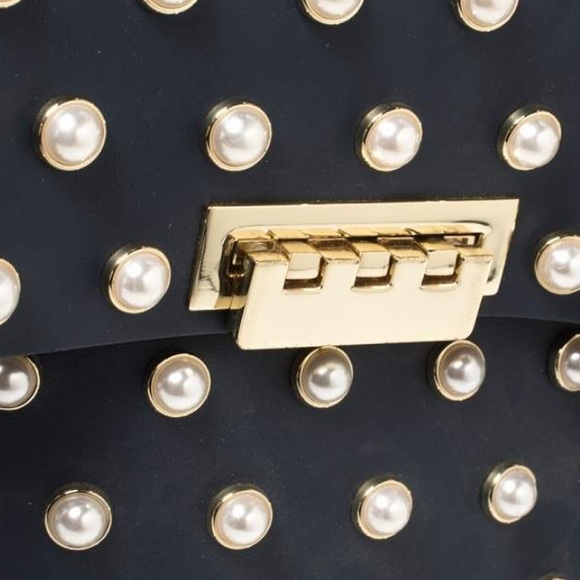 NWT ZAC Zac Posen Eartha Pearl Studded Convertible Bag in Navy - Picture 4 of 7